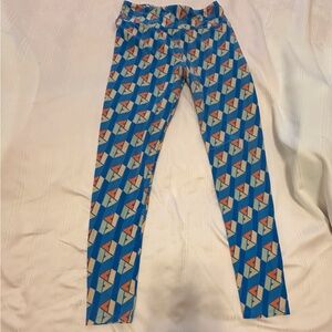 LuLaRoe Geometric Blue and Orange Leggings
